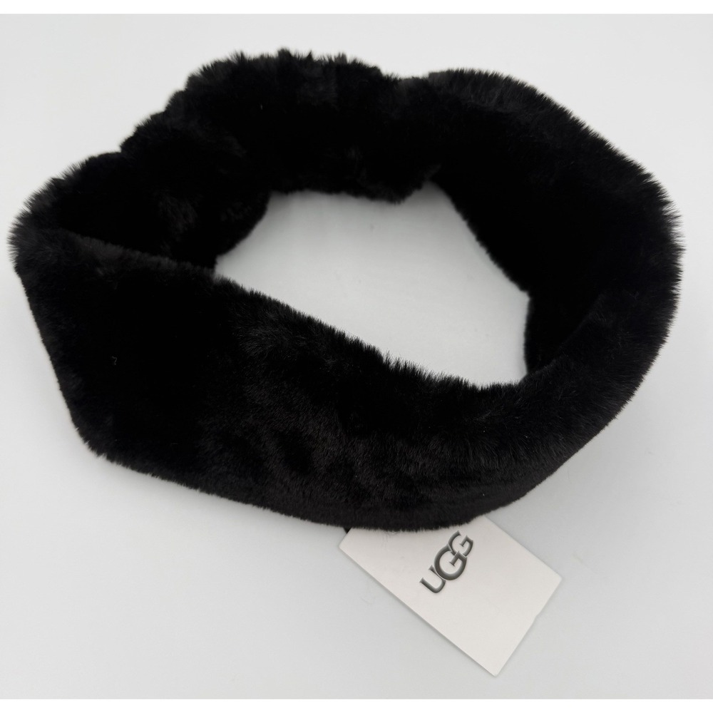 UGG WOMENS FAUX FUR HEADBAND Black New One Size Winter